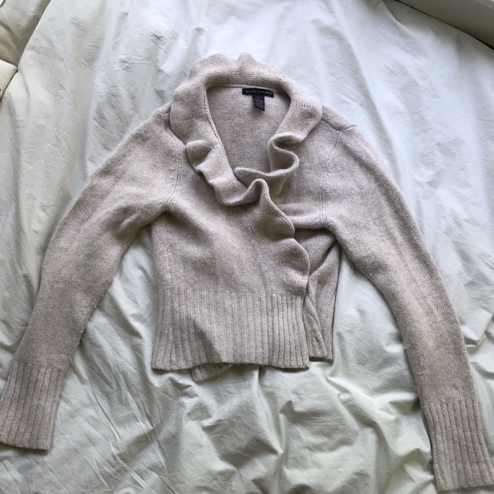 Angora Wool Cardigan Ruffle
